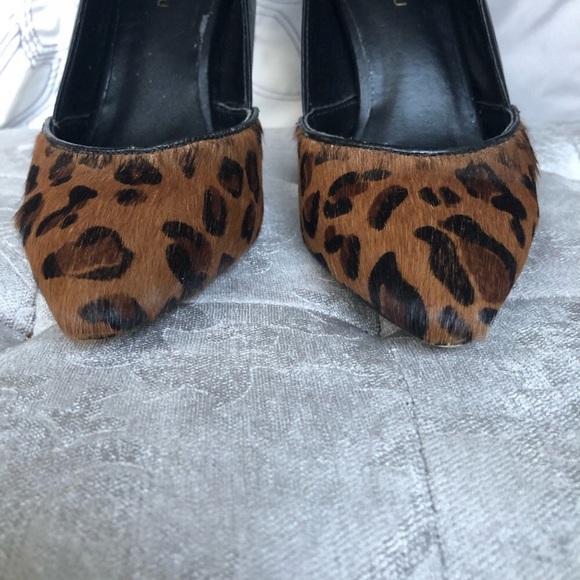 Le Chateau Black Leather Animal Print Pony Hair High Heel Size 6 - Picture 9 of 12